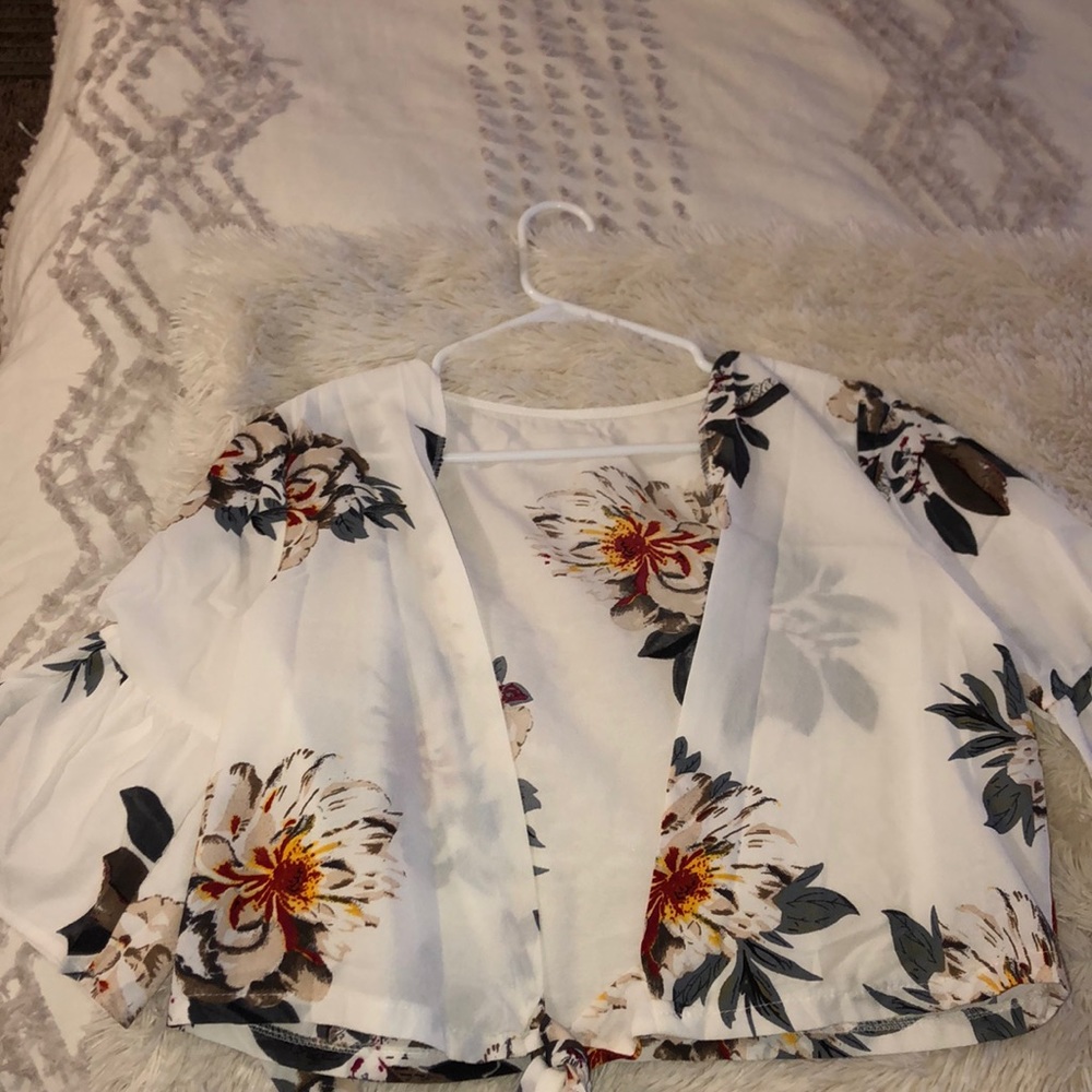 Floral tie front shirt